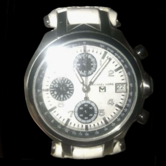 Michael Kors MK5003 Multi-face Unisex Alligator Print Band Silver Analog Watch - Picture 3 of 7